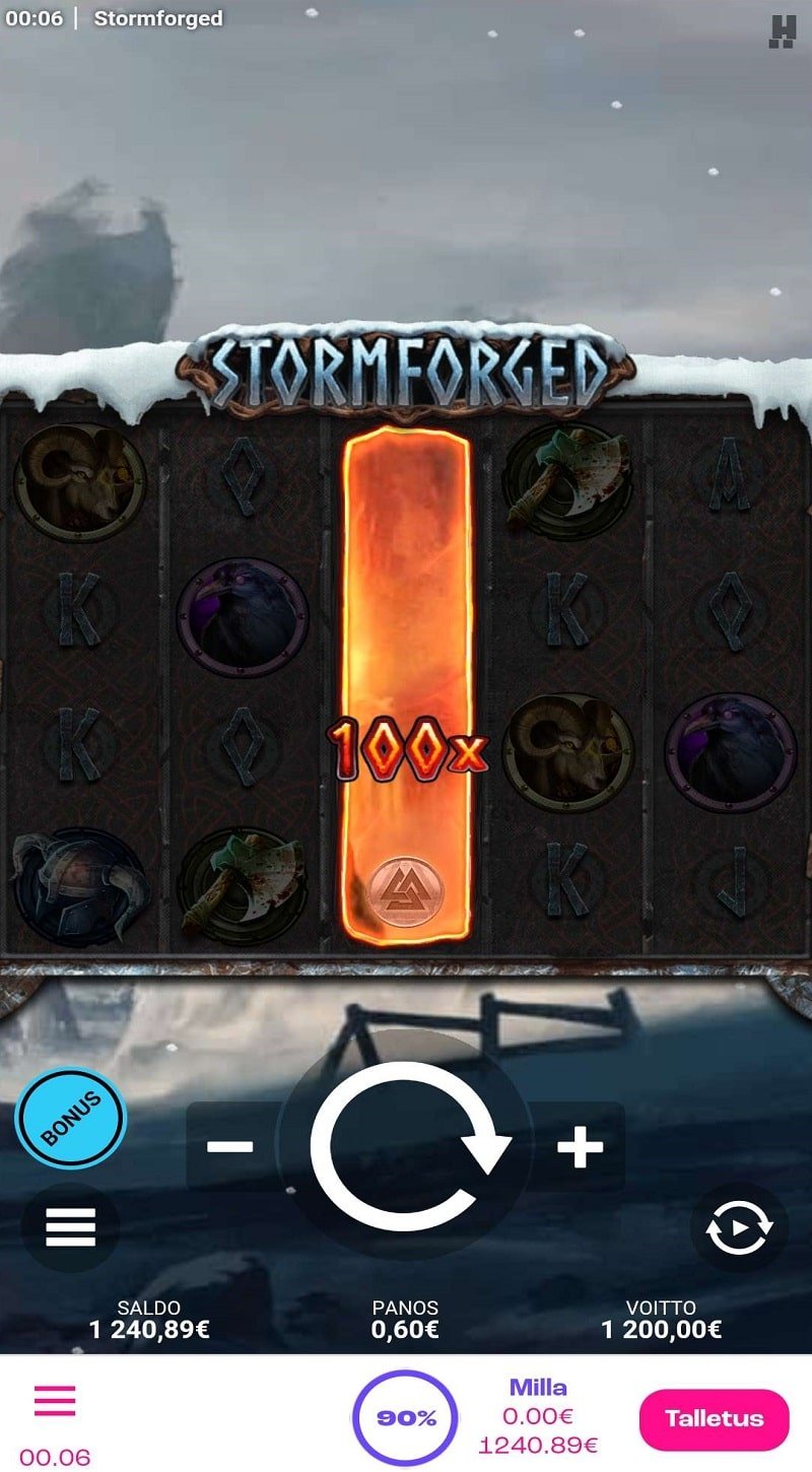 Stormforged Casino win picture by Milla H 1200€ 2000x 2.6.2023 Spinz