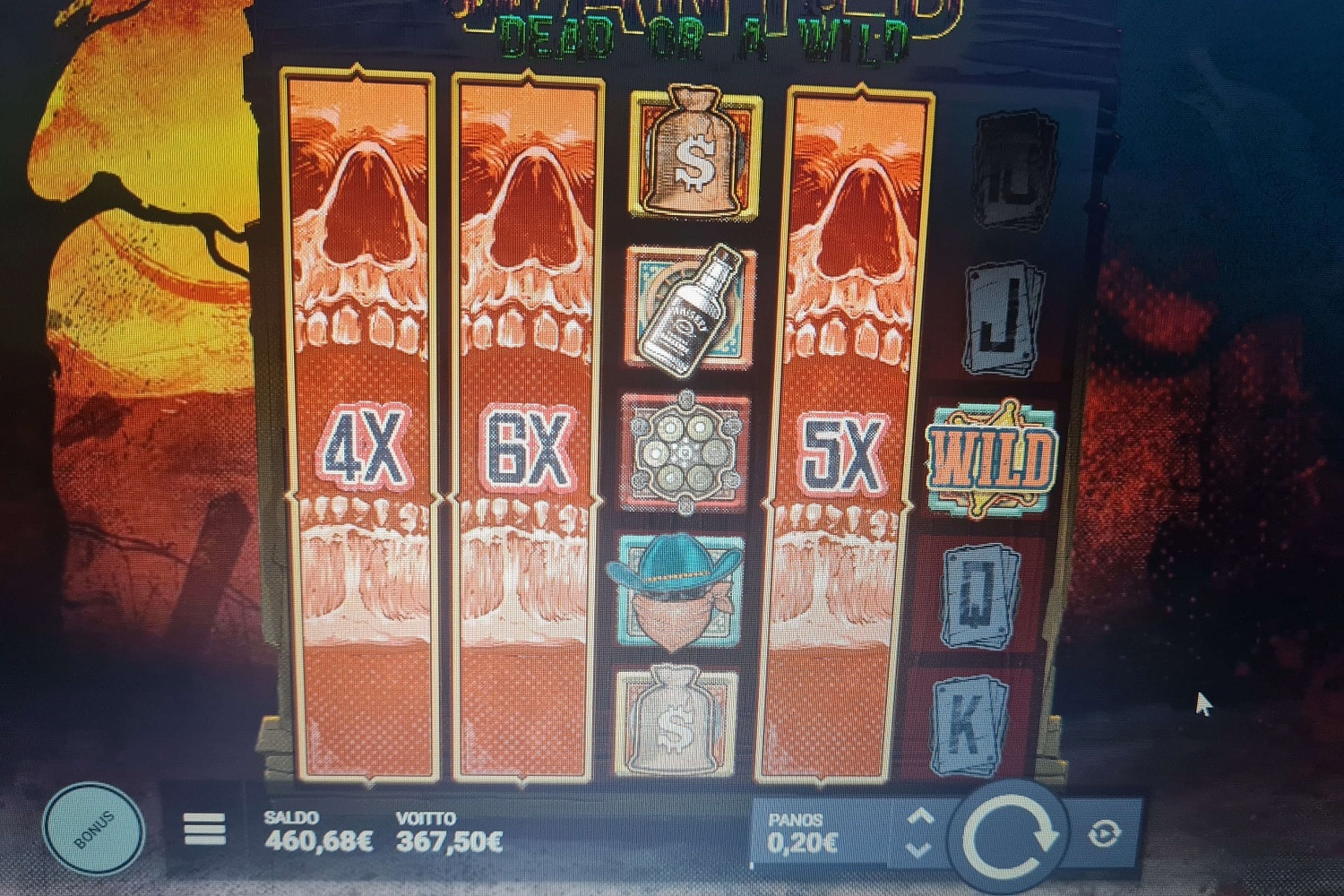 Wanted Dead Or a Wild Casino win picture by kangarookane7826 367.50€ 1837.5x 8.6.2023
