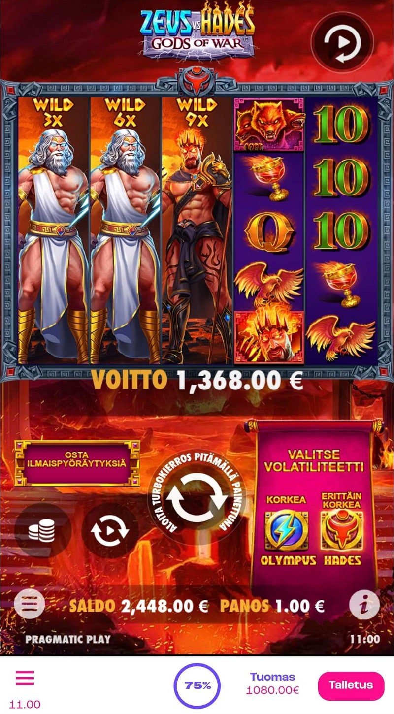 Zeus vs Hades Gods of War Casino win picture by hakki-87 1368€ 1368x 23.5.2023 Spinz