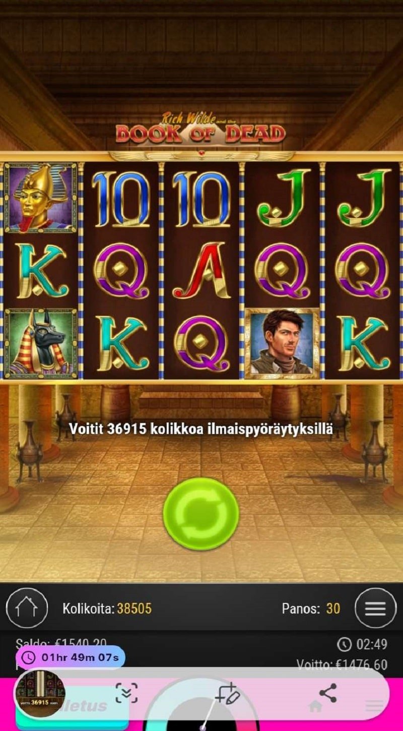 Book of Dead Casino win picture by Tomjones94 1476.6€ 1230.5x 22.6.2023 Kanuuna