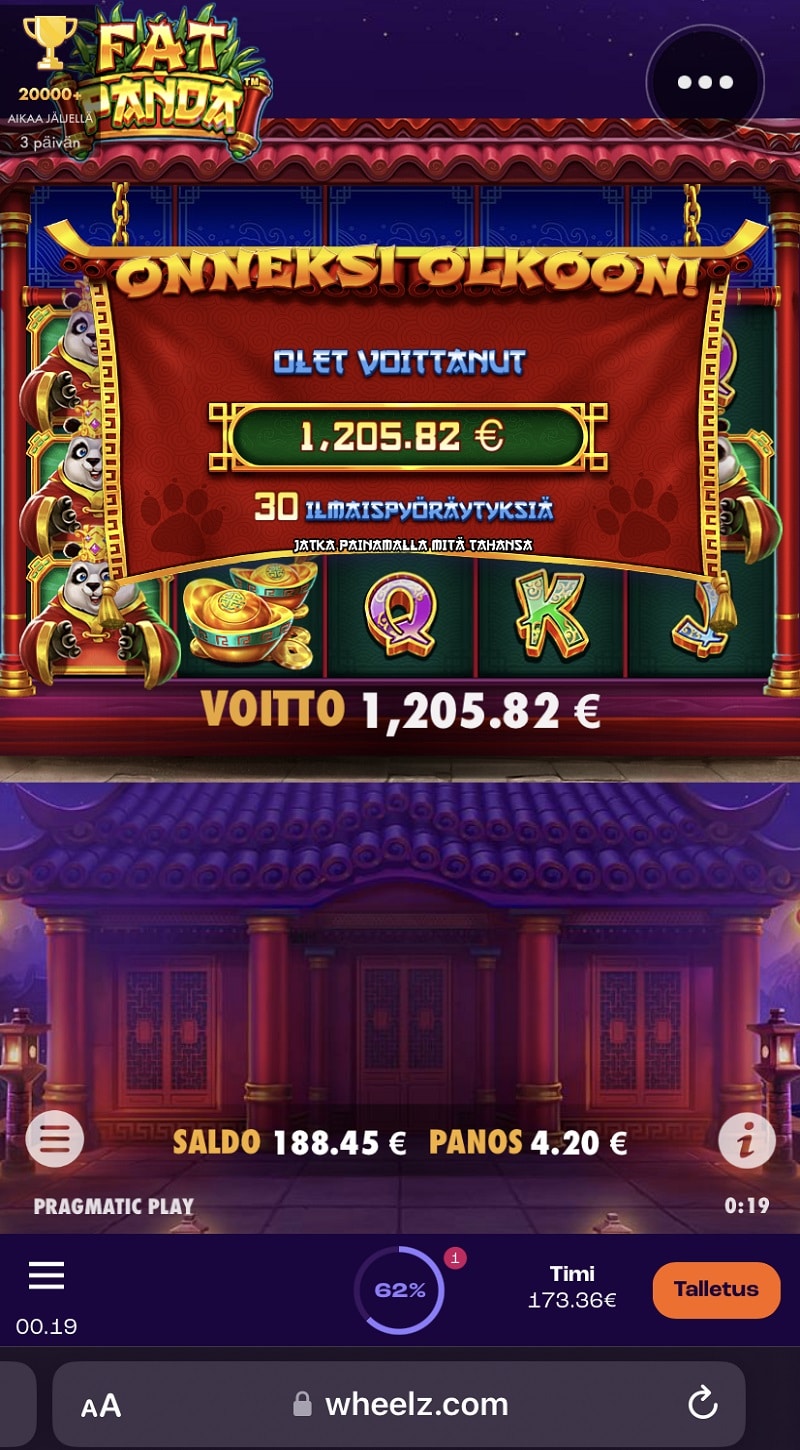 Fat Panda Casino win picture by ThatKidTimi 1205.82€ 287.1x 2.7.2023 Wheelz