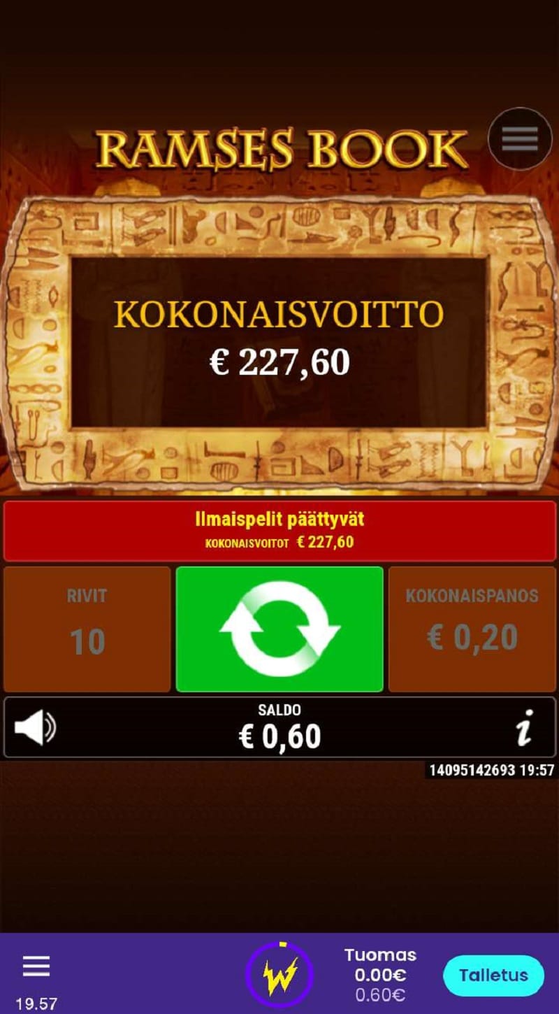 Ramses Book Casino win picture by tuomasvaan 227.6€ 1138x 24.6.2023 Wildz