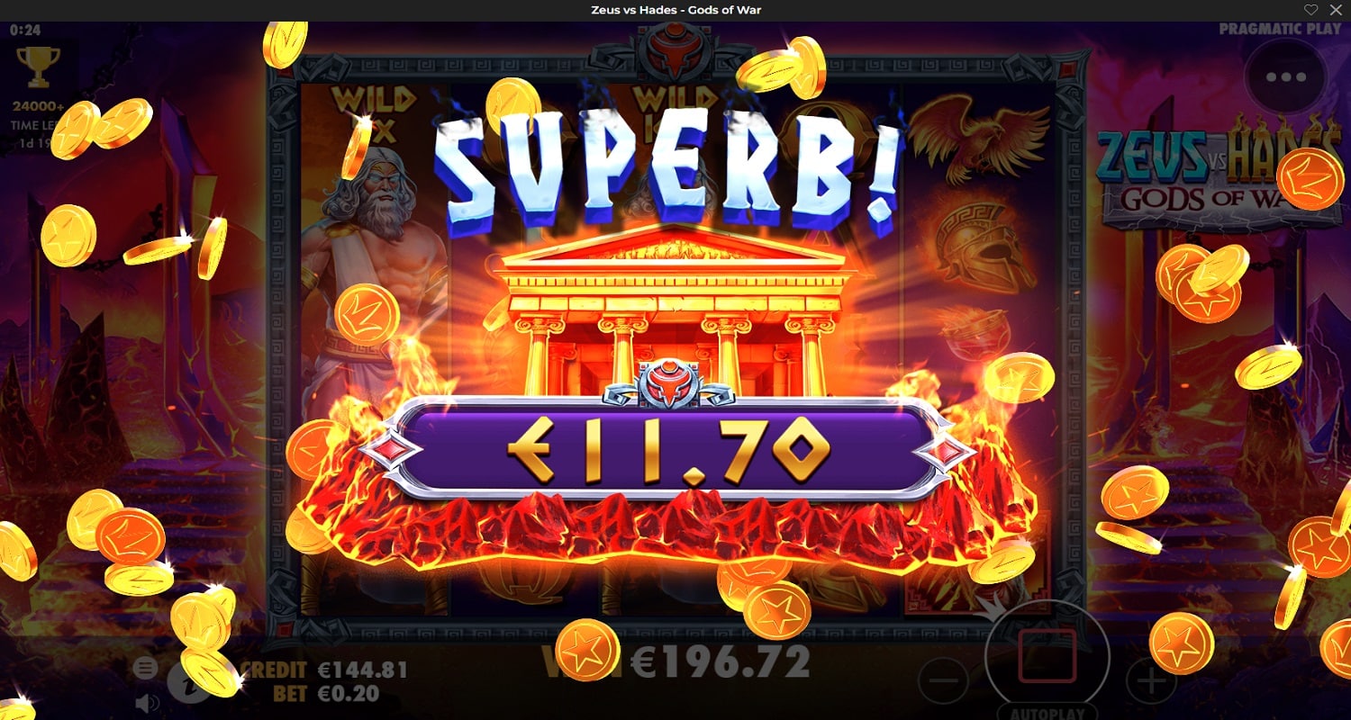 Zeus VS Hades Gods of War Casino win picture by fujilwyn 196.72€ 983.6x 28.6.2023