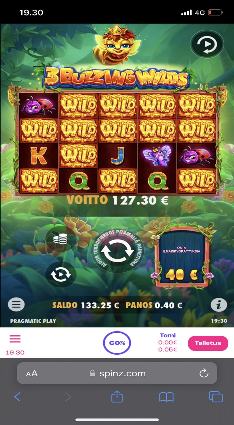 3 Buzzing Wilds Casino win picture by Turboburo 127.3€ 318.25x 18.7.2023 Spinz