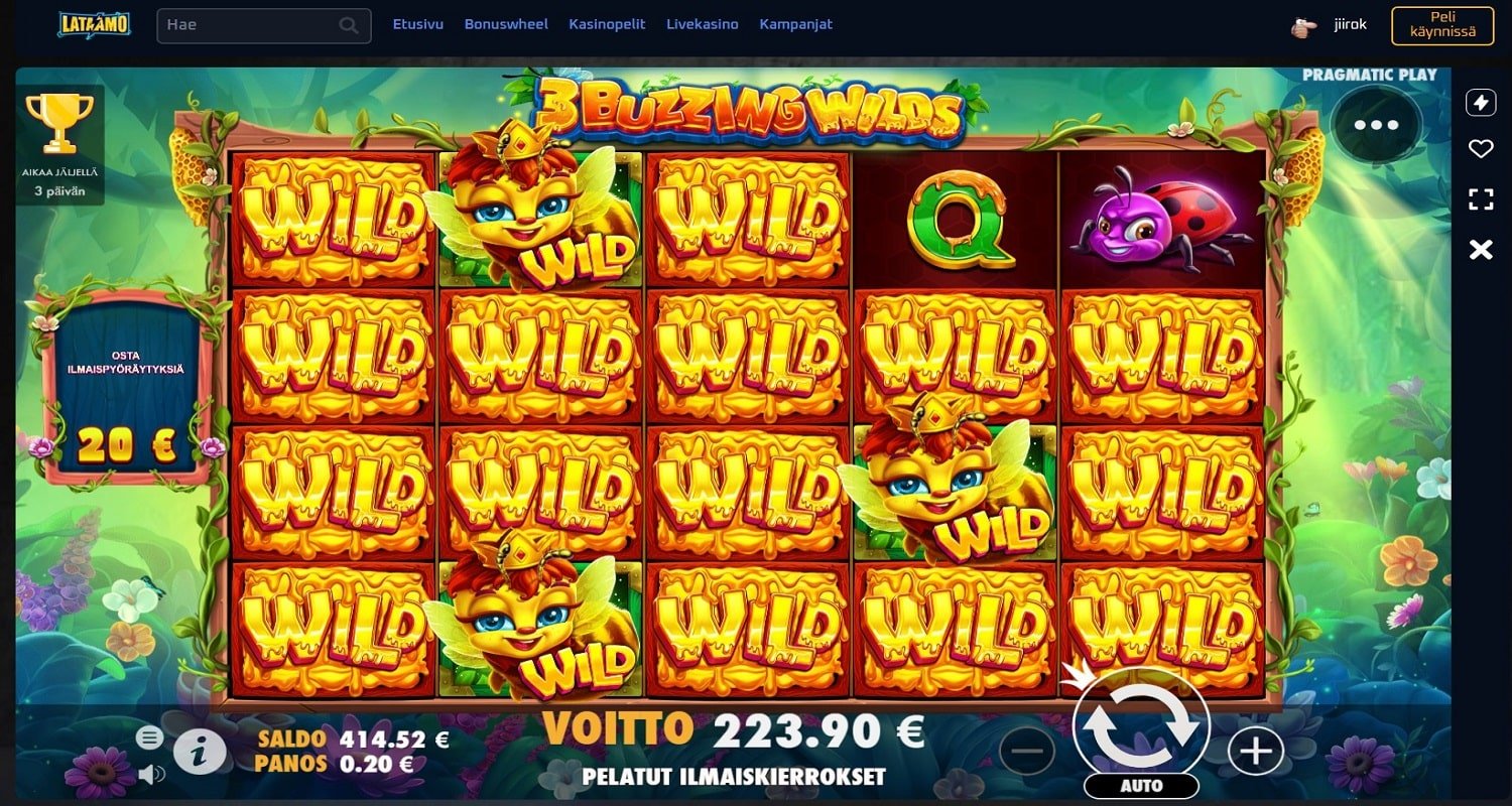 3 Buzzing Wilds Casino win picture by jiirok 223.9€ 1119.5x 16.7.2023 Lataamo