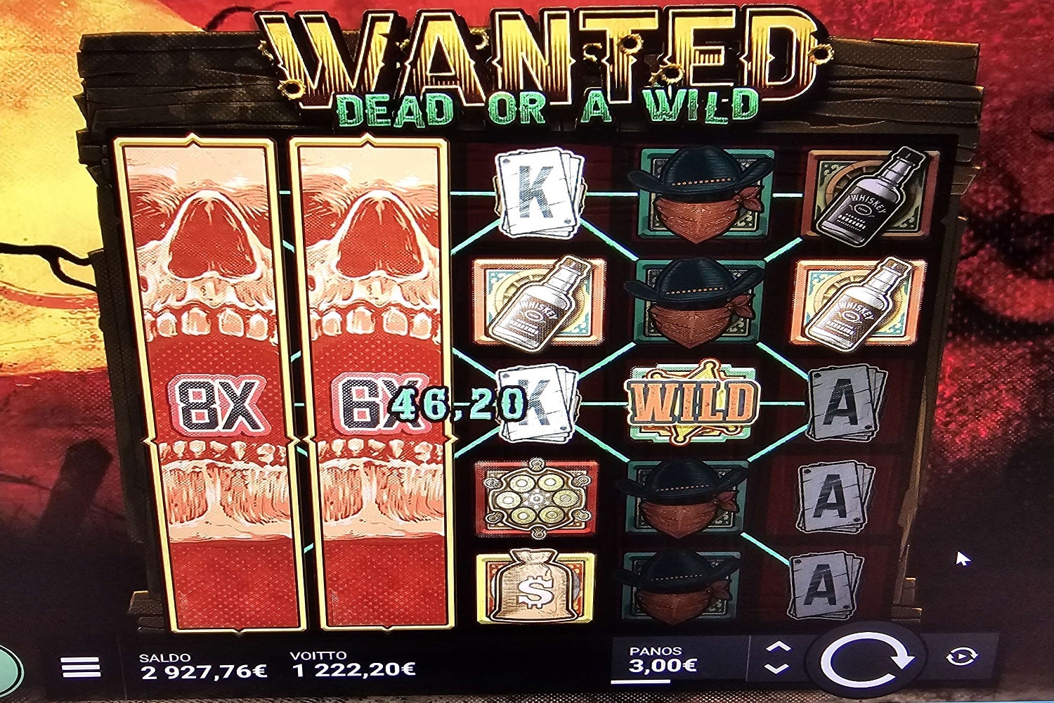 Wanted Dead Or a Wild Casino win picture by Hillo O 1222.2€ 407.4x 20.8.2023