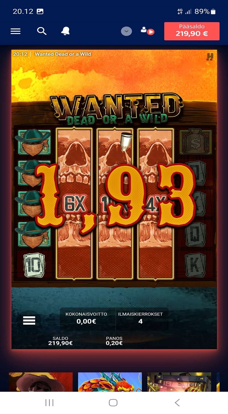Wanted Dead Or a Wild Casino win picture by heneboi 312€ 1560x 18.7.2023 Casinobud
