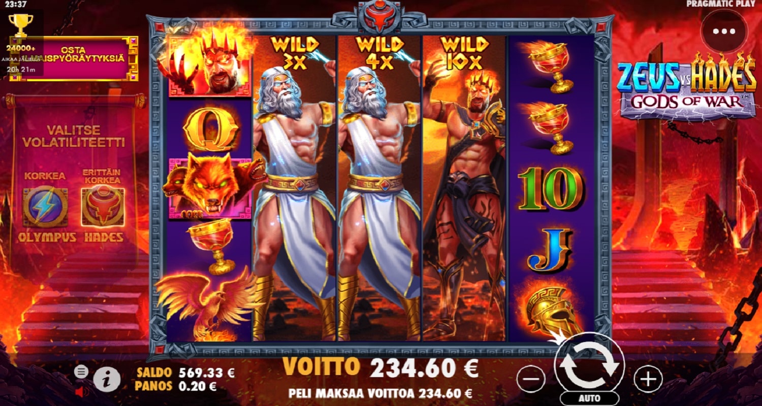 Zeus Vs Hades Gods of War Casino win picture by 234.60€ 1173x 8.8.2023