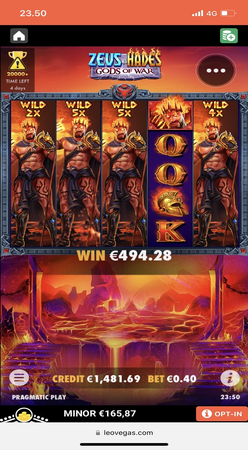 Zeus Vs Hades Gods of War Casino win picture by Turboburo 964.68€ 2161.7x 21.7.2023 Leovegas