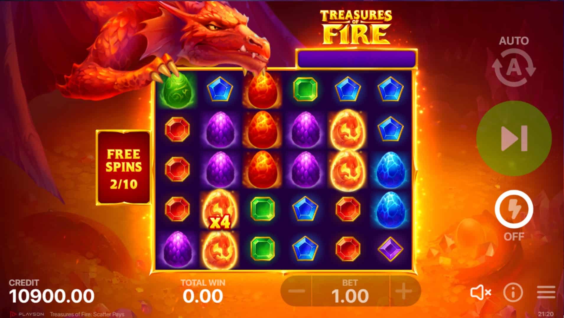 treasures of fire free spins
