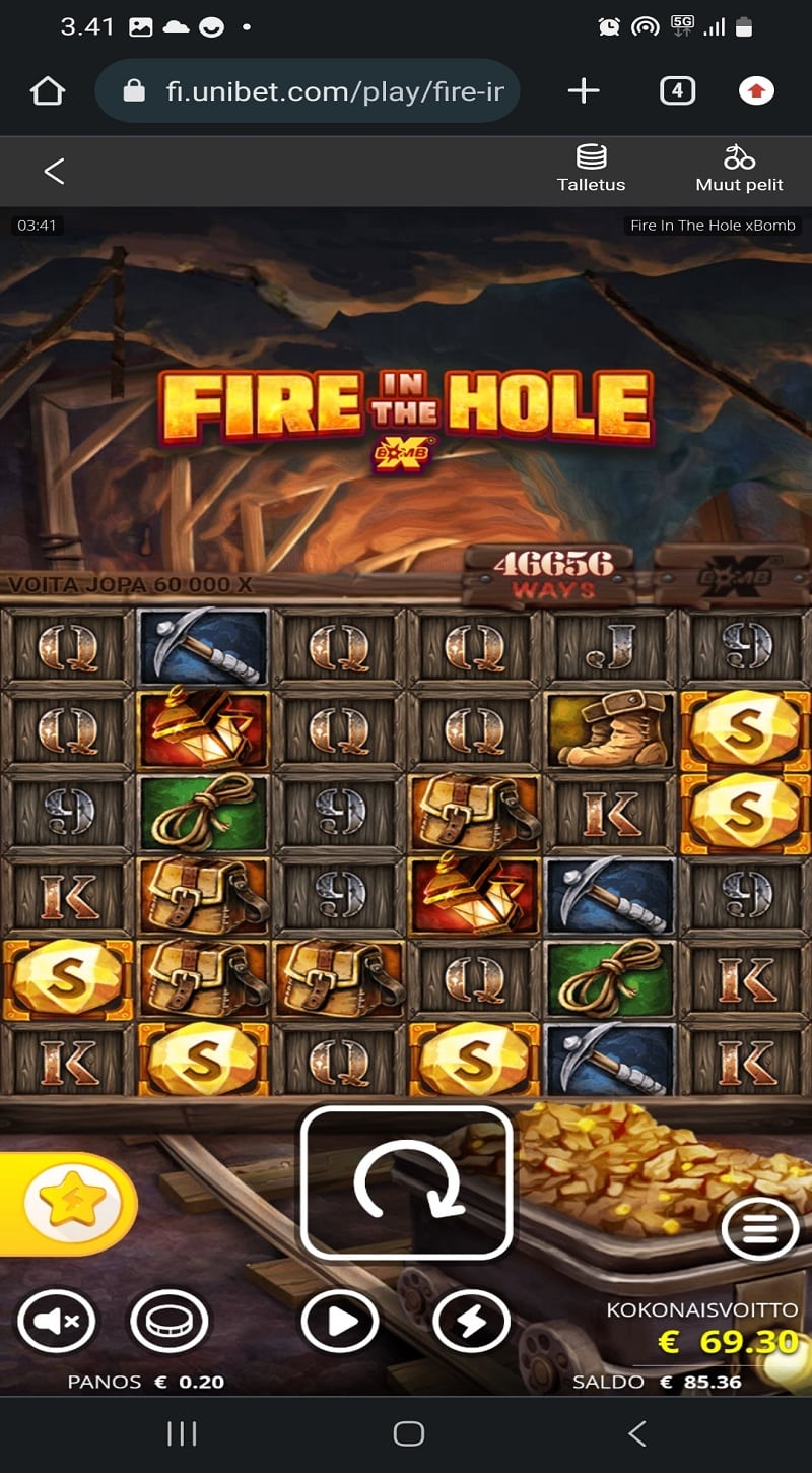 Fire in the Hole Casino win picture by jounijuhani 69.3€ 346.5x 13.9.2023 Unibet