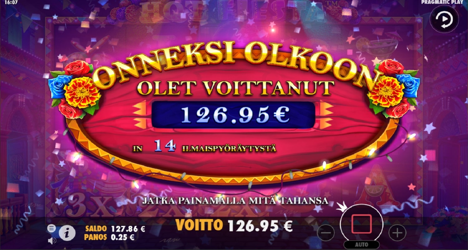 Hot Fiesta Casino win picture by TIR 126.95€ 507.8x 8.9.2023