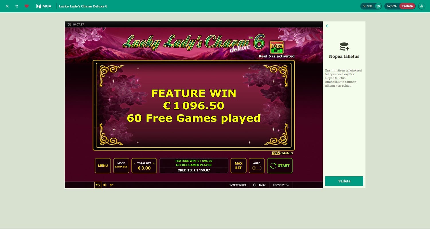 Lucky Ladys Charm Deluxe 6 Casino win picture by MurdoX 1096.5€ 365.5x 12.9.2023