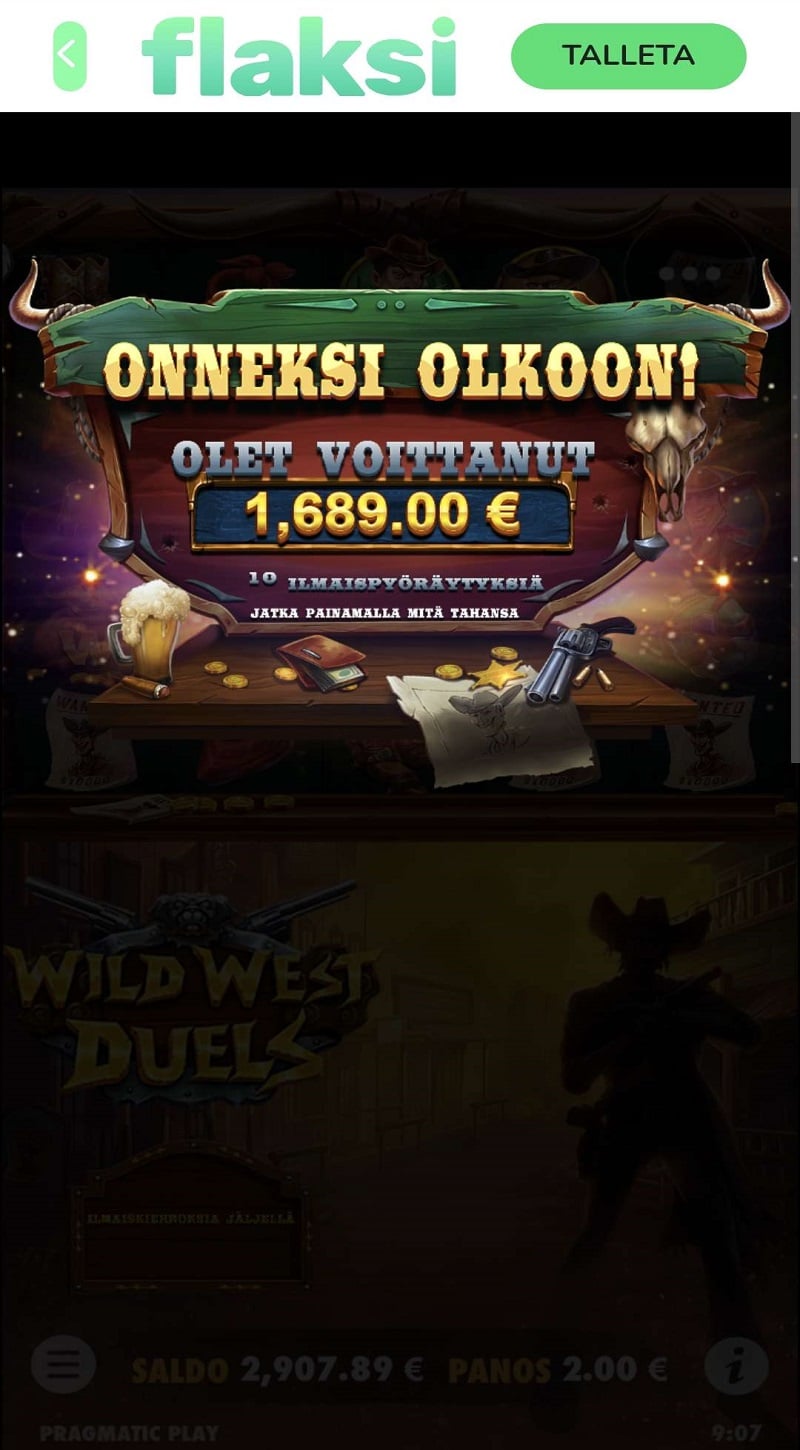 Wild West Duels Casino win picture by hakki87 1689€ 844.5x 29.8.2023 Flaksi
