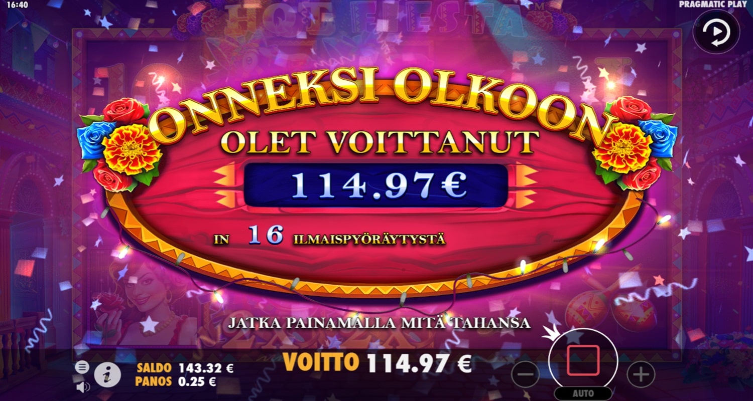 Hot Fiesta Casino win picture by TIR 114.97€ 459.9x 25.10.2023
