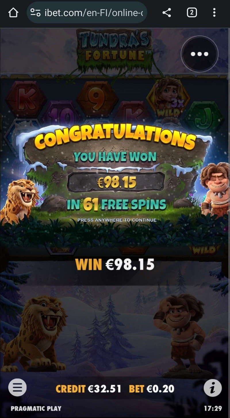 Tundra's Fortune Casino win picture by RaUmAnBoIk 98.15€ 490.75x 12.10.2023 iBet