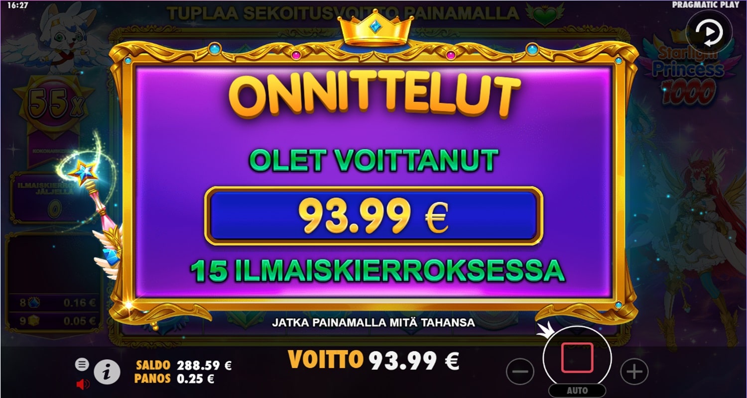 Starlight Princess 1000 Casino win picture by TIR 93.99€ 375.96x 31.10.2023